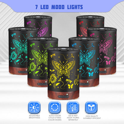 Essential Oils Diffuser,Aromatherapy Diffuser,Birthday for Women Mom Grandma,Metal Cool Mist Humidifier with 7 Colors Lights Waterless Auto Off Air Diffusers (Dragonfly)