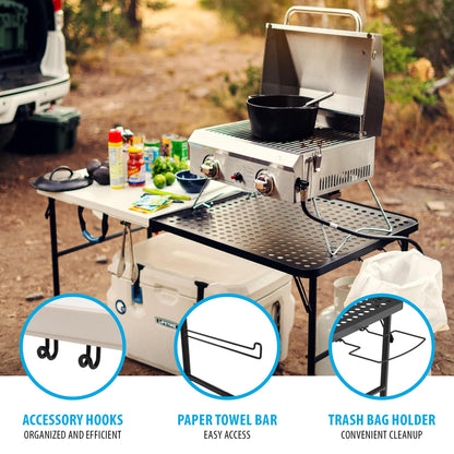 LIFETIME Folding Tailgate Table with Grill Rack, Portable Outdoor Camping Station, 5-Foot