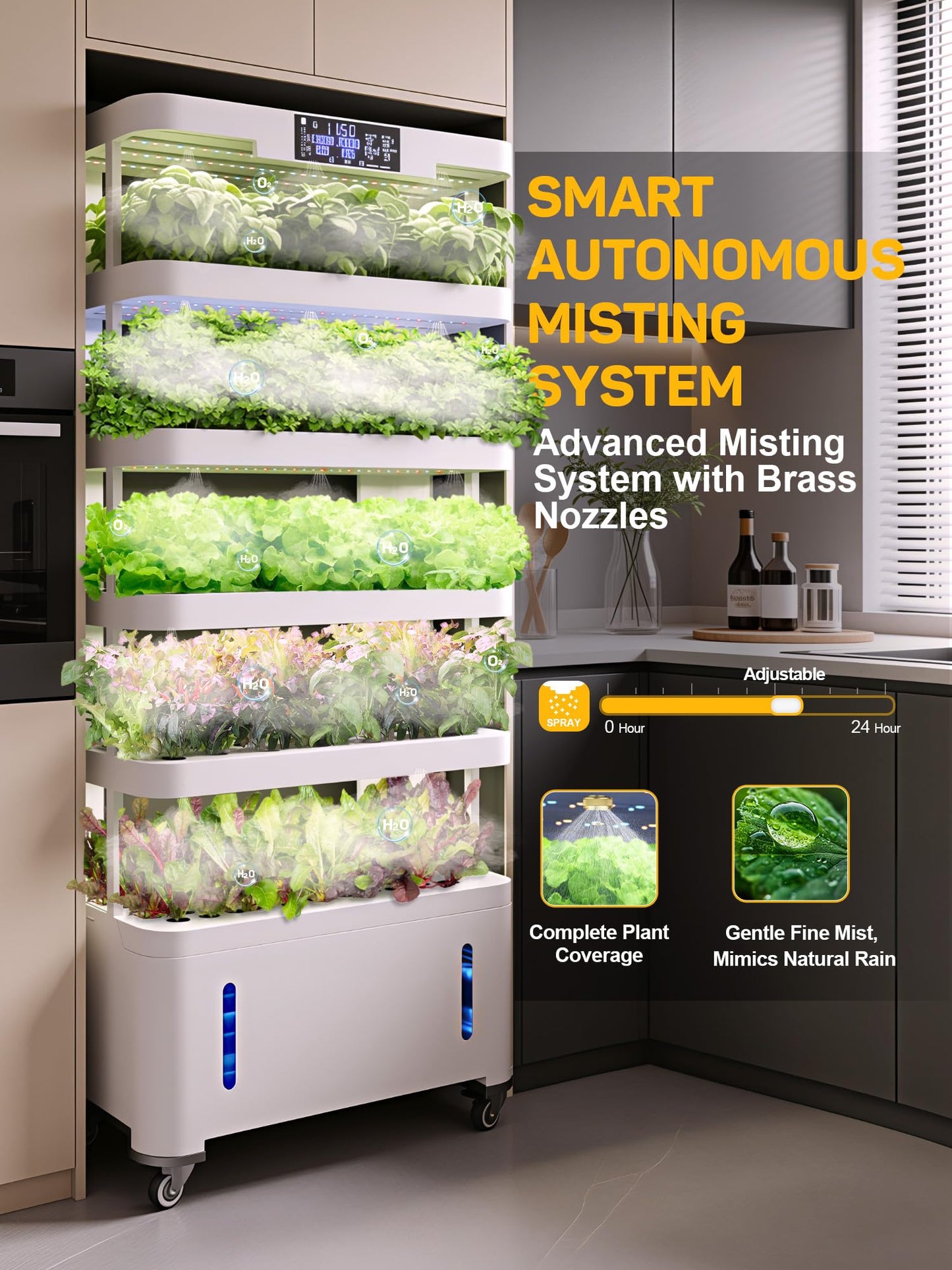 WooRoot Large Hydroponics Growing System, 148-Pod Vertical Indoor Garden, Hydroponic Tower with Full-Spectrum Grow Lights, Ultra-Quiet Pump, Dual Water Tanks, 30-Day Self-Managed for Home & Commercial
