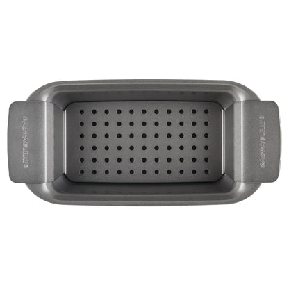 Rachael Ray Bakeware Meatloaf/Nonstick Baking Loaf Pan with Insert, 9 Inch x 5 Inch, Gray