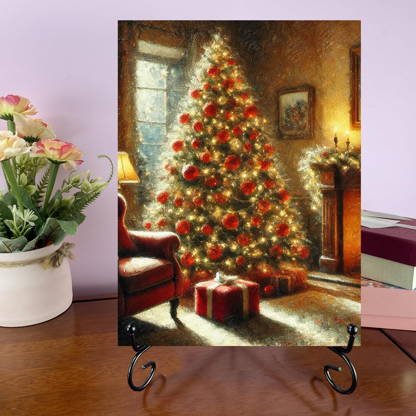 HENABLE 2PCS Premium Black Iron Plate Stands for Display 12 Inch, Decorative Solid Metal Plate Holders for Displaying, Mini Easel, Frame, Book, Card, Plaque, Bowl, Picture Stands for Display