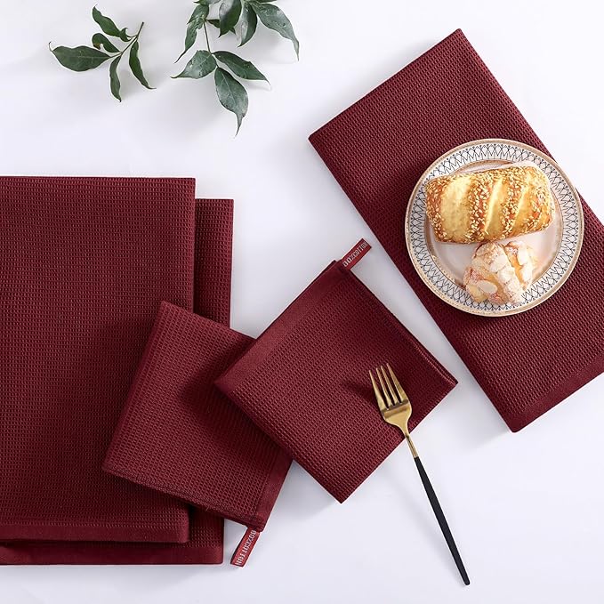 Homaxy 100% Cotton Kitchen Towels and Dishcloths Set