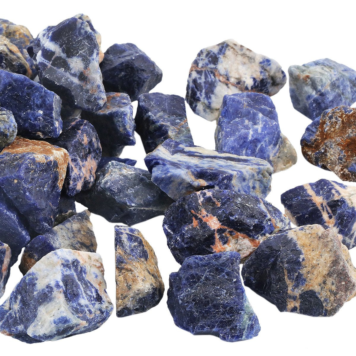 mookaitedecor 1 lb Bulk Natural Blue Sodalite Raw Stones Rough Crystals for Healing,Tumbling,Cabbing,Polishing,Wire Wrapping,Wicca & Reiki