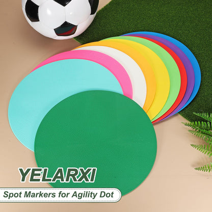 YELARXI Spot Markers for Agility Dot, Non-Slip Poly Spots Floor Dots Flat Field Soccer Training Equipment 12 in & 6 Pcs & Green -Fitting for (Gym/Sports/Training/PE Games/Dance)