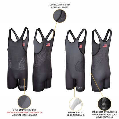 Exxact Sports Reversible Men's Wrestling Singlet, High-Performance Powerlifting Singlet, Wrestling Singlets for Men (Black/Gray, AS)