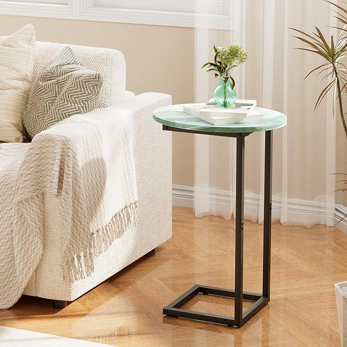 C Shaped End Side Table, Small Oval Couch Sofa Table