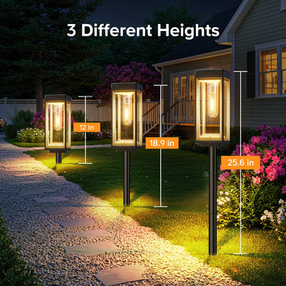Solar Pathway Lights Outdoor, 6 Pack Solar Lights Waterproof, Auto On/Off, 15+ Hours Runtime, Lighting for Garden Outside Yard Driveway Landscape Path Patio, Warm White