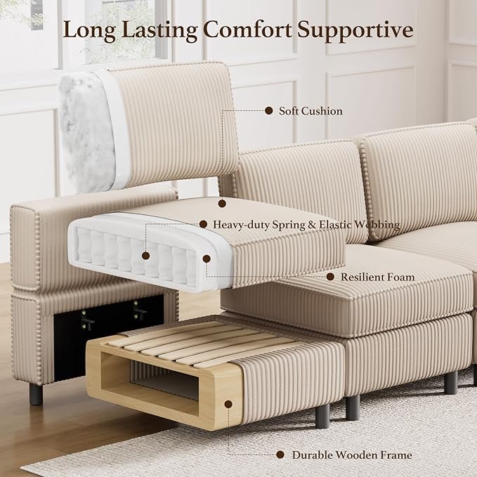 Belffin 5 Seats L Shaped Sectional Couch