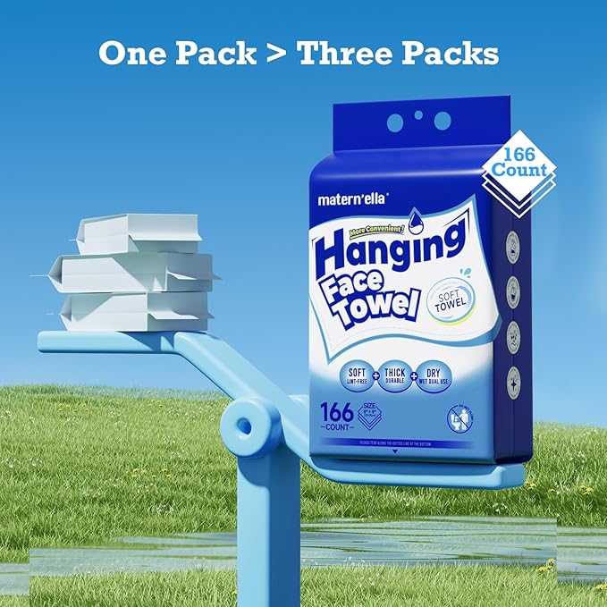 matern'ella Hanging Dry Wipes 166 Counts Face Towel Washcloth Facial Cleansing