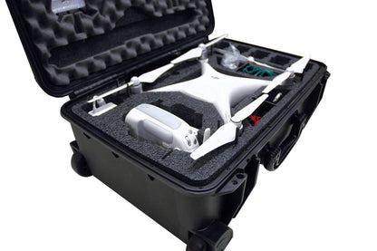 Case Club Pre-Cut Waterproof Drone Case with Wheels, Extension Handle & 2 Moisture Absorbing Silica Gel - Fits DJI Phantom 4 (Propellers On)