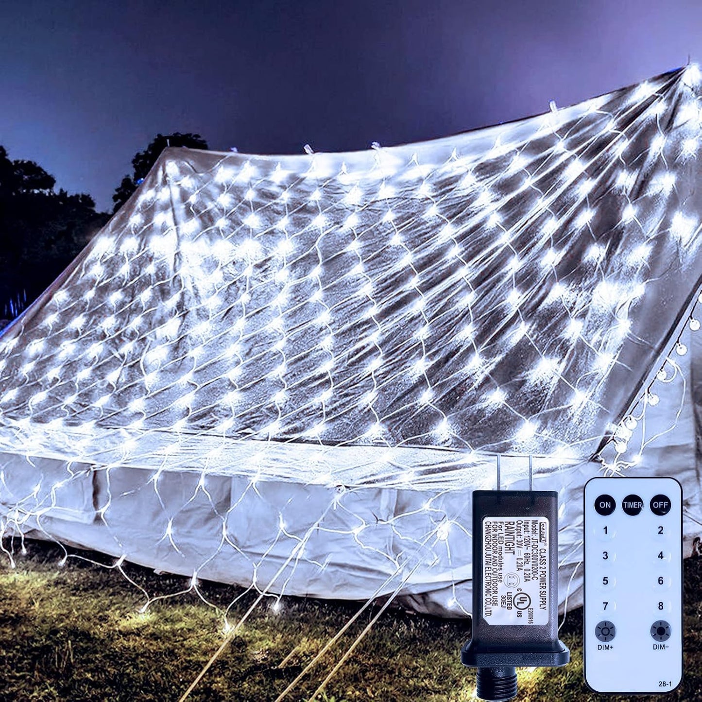 ZAIYW 660 LED Net Lights 20Ft x 13Ft Large Christmas Net Lights Plug in, Waterproof Outdoor Mesh Lights with Remote Control Timer for Bushes Garden Tree Holiday Decor (Cool White)