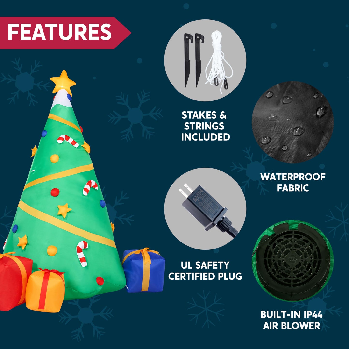 Joiedomi 8 FT Tall Christmas Inflatables Tree Decoration, Lighted Giant Christmas Tree with Build-in Projection Blow Up Self-Inflatables for Xmas Party Indoor, Outdoor, Yard, Garden, Lawn Décor