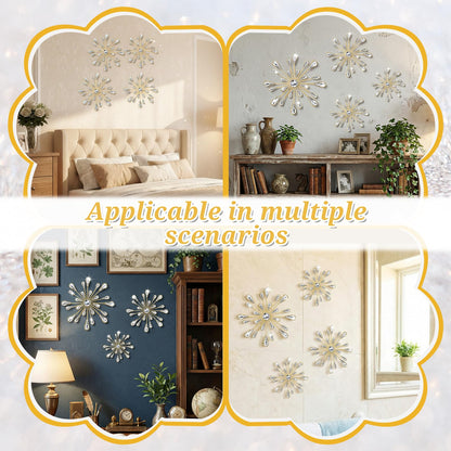 4 Pcs Starburst Wall Decor, Metal Starburst Wall Art Decor, Bling WallsArt Crystal Teardrop 3D Hanging Rhinestone Radial Metal Artwork, Decorative Walls Hanging Diamond for Living Room Bedroom(Gold)