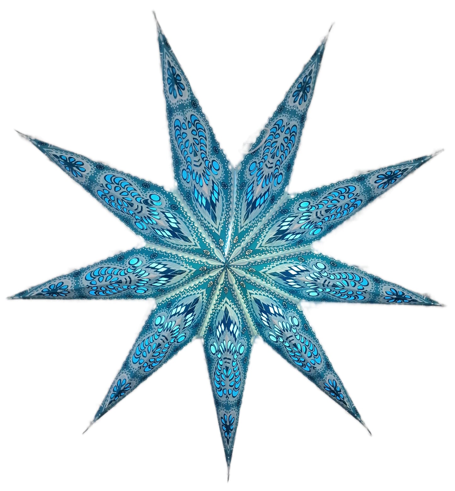 YEPSIO Lantern Lampshade 9 Pointed Paper Star Light Shades Large 60cm Star Hanging Decorations for Christmas Wedding Home Decoration Birthday Party (Turquoise)