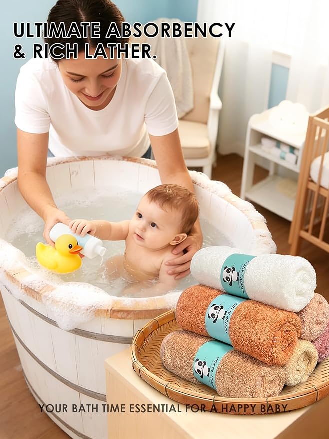 HIPHOP PANDA Baby Washcloths, Rayon Made from Bamboo