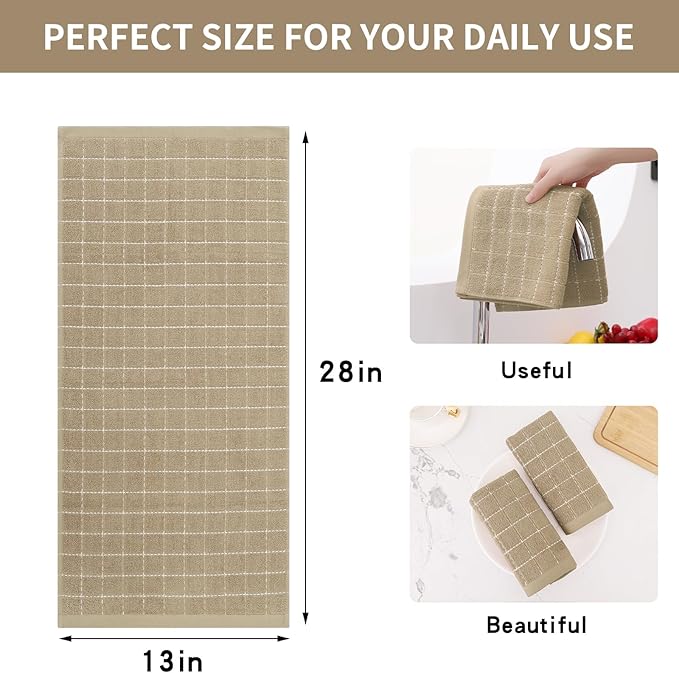 Homaxy 100% Cotton Terry Kitchen Towels, Checkered Designed, Soft and Super