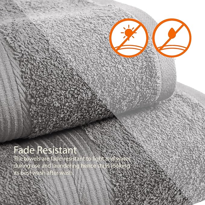 Amazon Basics 6-Piece Fade-Resistant 100% Cotton Towel Set