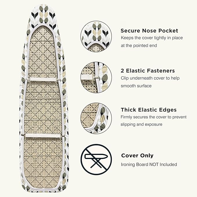 Ironing Board Cover and Pad 15"x54" Extra Thick Natural Cotton, Scorch and