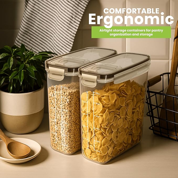 Utopia Kitchen Cereal Containers Storage Set – 6 Pack 4L Airtight Food Storage
