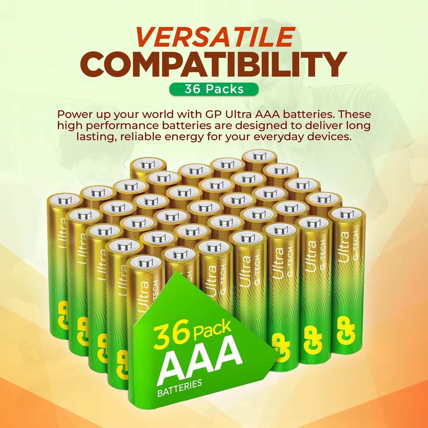 Ultra Alkaline Triple A Batteries, Long Lasting Power - Ideal for Camera, Alarm & Industrial Use - 10-Year Shelf Life - 36 Pack by GP AAA Batteries