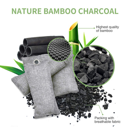6 Pack Bamboo Charcoal Air Purifier Bags Odor Absorber Odor Absorber Natural Car Air Freshener Odor Eliminators for Home Pets