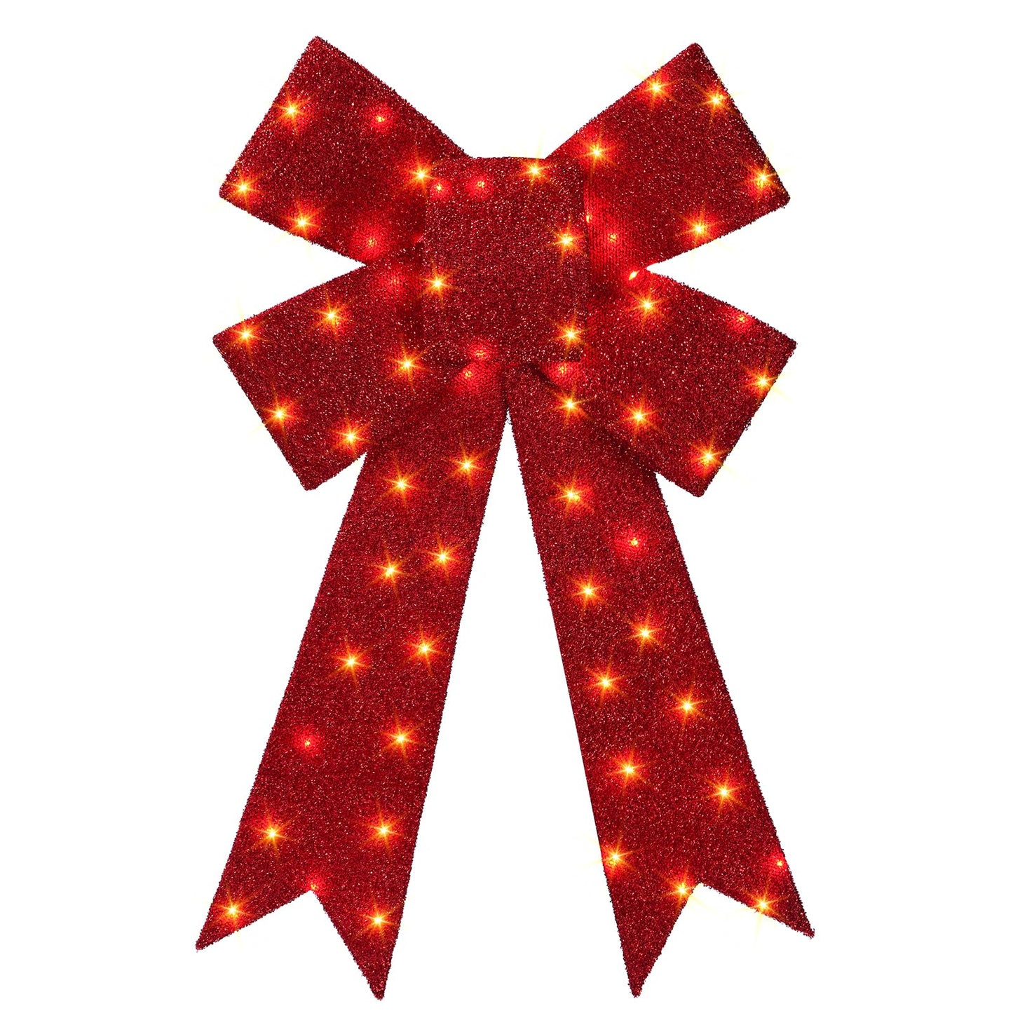 30 Inch Lighted Christmas Bow, 75 LED Pre-lit Outdoor Christmas Bow Decoration, Large Lighted Xmas Outdoor Bow for Front Door, Windows, Wall, Garage Decoration