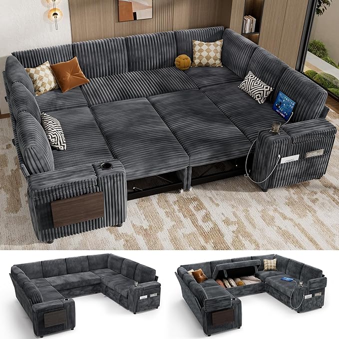 Vipbear 111" Modular Sectional Sleeper Sofa