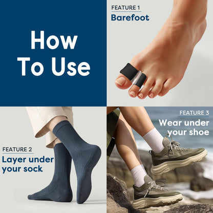 BCCKLE Big Toe Separator,2-Loop Toe Alignment Corrector - Relieve Bunion & Overlapping Toe Pain, Day & Night Soft Gel Sleeve, 3 Sizes, Machine Washable.