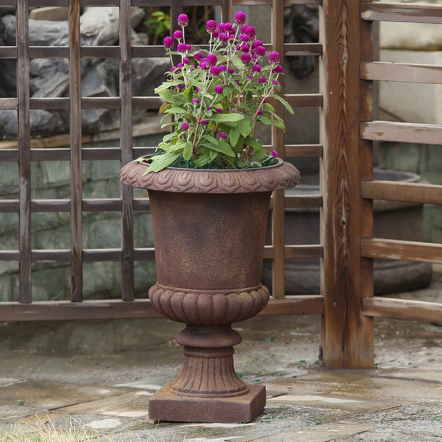 Misc Classic Bronze Urn Planter Brown Traditional Round Handmade