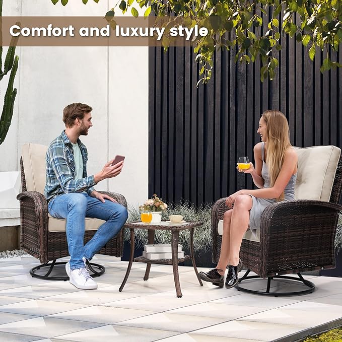 wildformers Luxury Outdoor Swivel Wicker Glider Patio Chairs