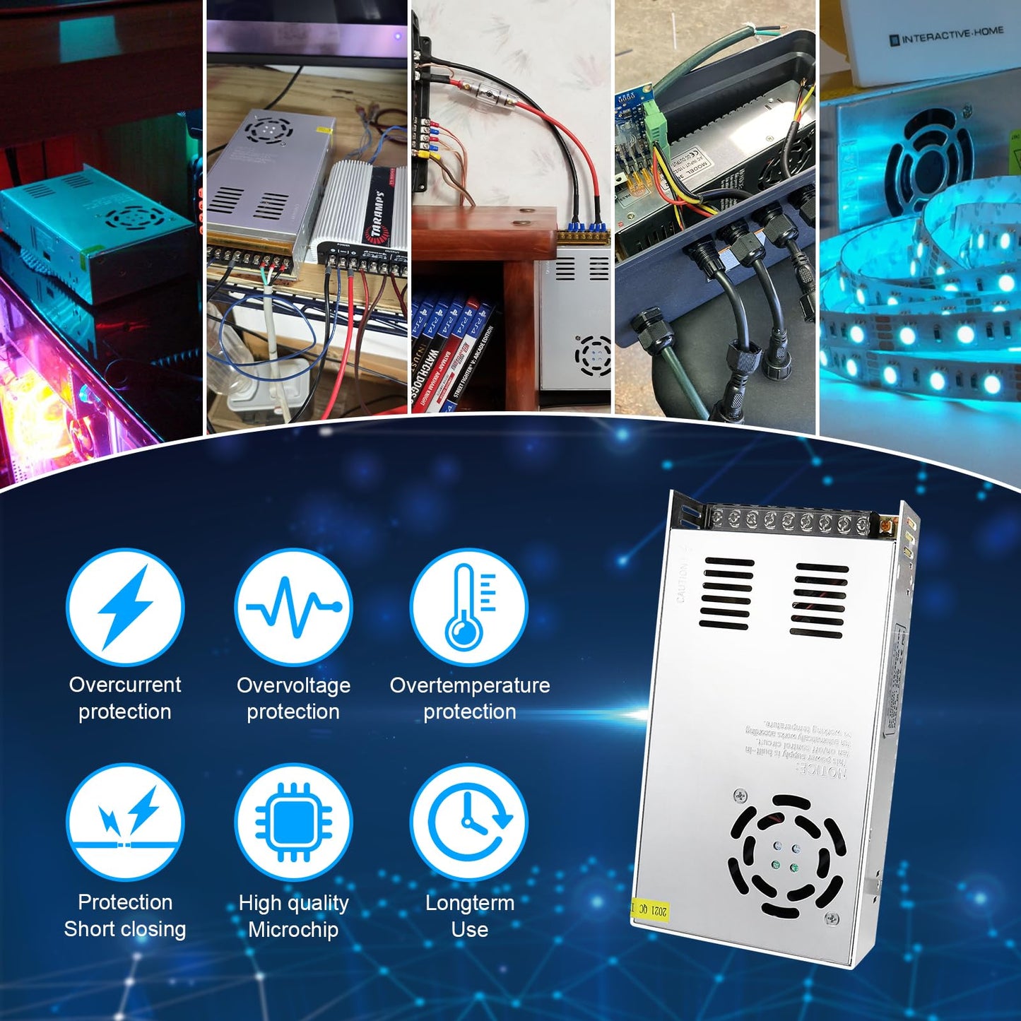 LightingWill 12V 30A 360W DC Universal Regulated Switching Power Supply, Converter AC 240V to DC 12V LED Power Adapter Transformer Driver for CCTV, LED Strip light, Radio, Computer Project