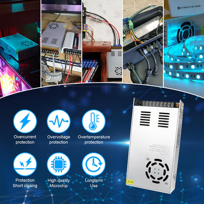 LightingWill 12V 30A 360W DC Universal Regulated Switching Power Supply, Converter AC 240V to DC 12V LED Power Adapter Transformer Driver for CCTV, LED Strip light, Radio, Computer Project