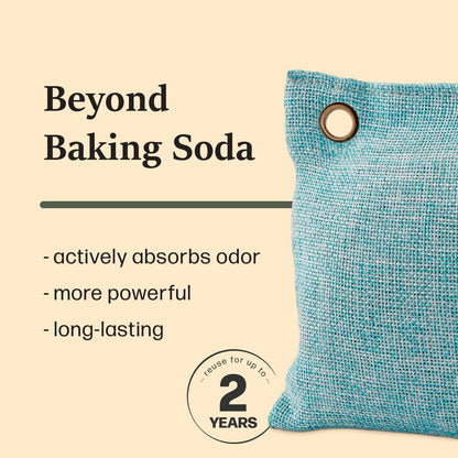 Moso Natural Fridge Deodorizer Odor Eliminator, Bamboo Charcoal Refrigerator & Freezer Air Purifying Bag, More Powerful than Baking Soda Fridge Odor Absorber (3 Pack)