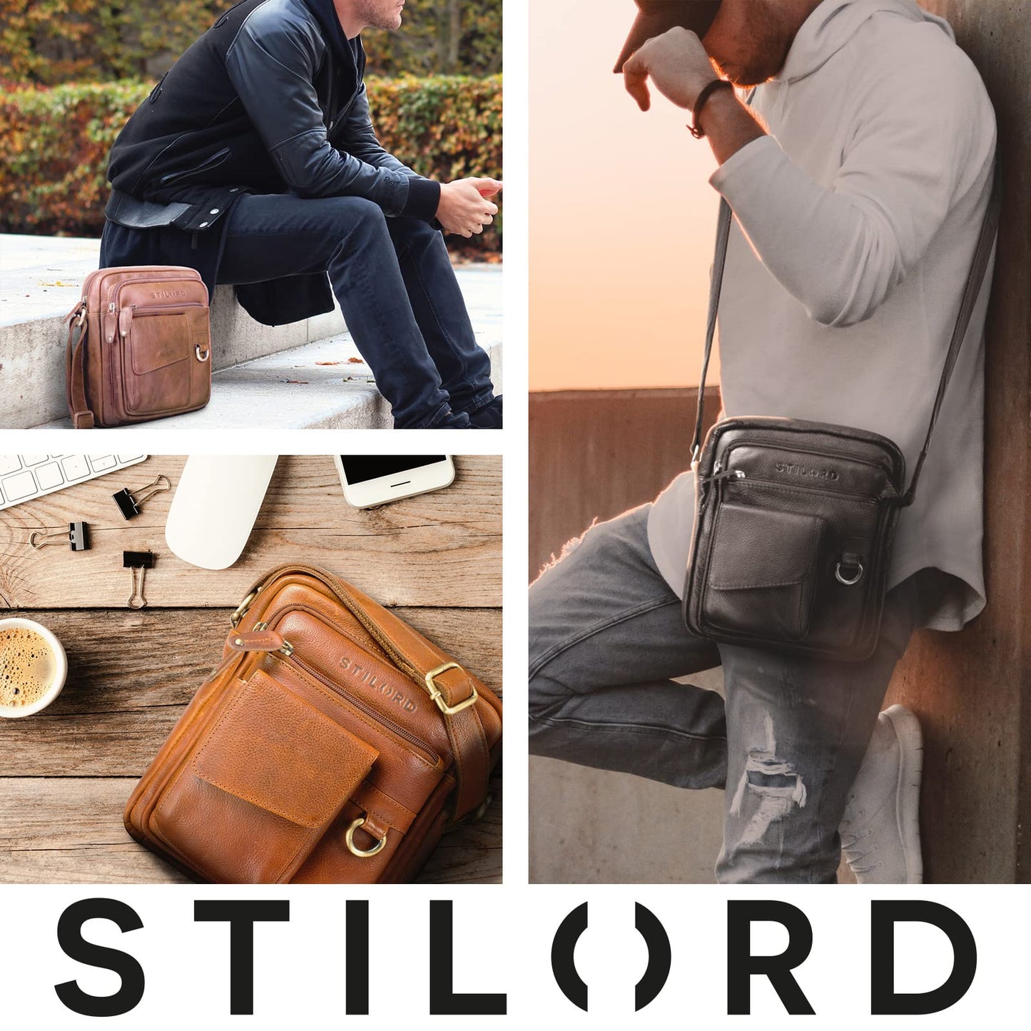 STILORD 'Ryan' Crossbody Bag Men's Leather Small Men's Bag for Hanging Vintage Leather Bag 9.7 Inch iPad Bag Messenger Bag Shoulder Bag Genuine Leather