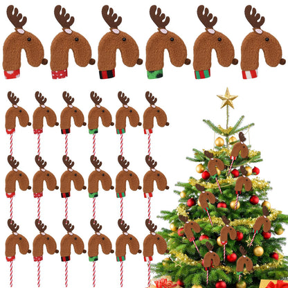 Poen 24 PCS Felt Reindeer Candy Cane Covers Christmas Candy Cane Holders Sleeves Reindeer Candy Cane Ornament for Xmas Holiday Home Office Decor Classroom Gifts Party Favors,Candy Canes Not Included