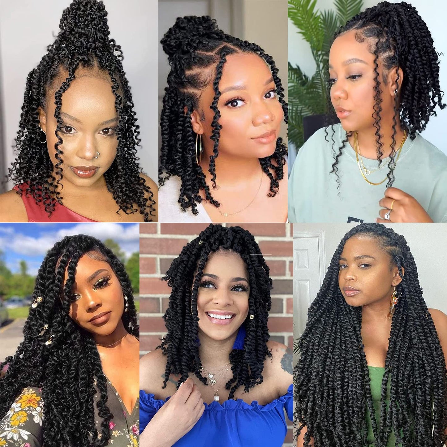 Xtrend 10 Inch 8 Packs Pre twisted Passion Twist Crochet Hair Natural Black Bohemian Pre-looped Short Bob Passion Twists Hair Extensions for Women(1B#)