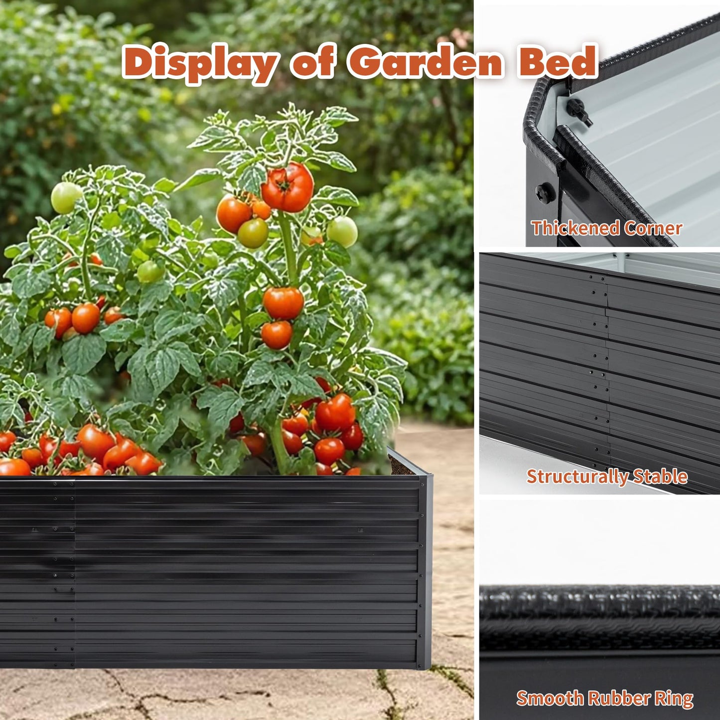 GFDGFD 6x3x2 FT Metal Raised Garden Bed, Large Galvanized Steel Planter Box with Reinforcing Rods, Rustproof Outdoor Raised Beds for Vegetables, Herbs, Flowers, and Succulents, Easy Assembly