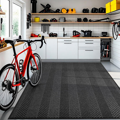 ZPAI 5′ x 7′ Heavy Duty Front Door Mat Indoor Outdoor Entrance, Large Non-Slip All Weather Commercial Floor Mat for Entryway, Low Profile Waterproof Industrial Rug for Garage (Charcoal Grey)