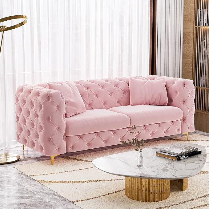 DAMAIFROM 75" Sofa Couch Mid Century Modern Velvet Couch Tufted Button Sofa