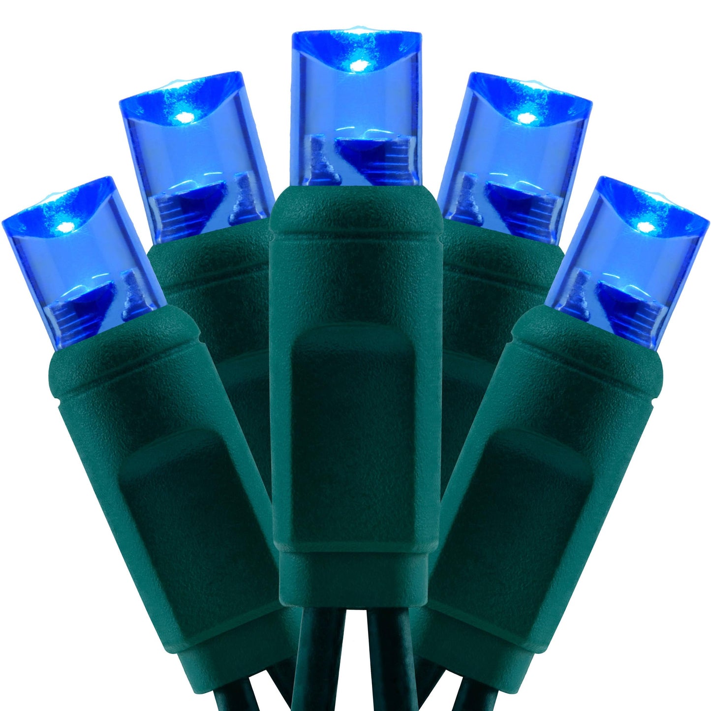 YULETIME 140 Blue Christmas String Lights, 2-Set 24 ft 70 One-Piece 5mm LED