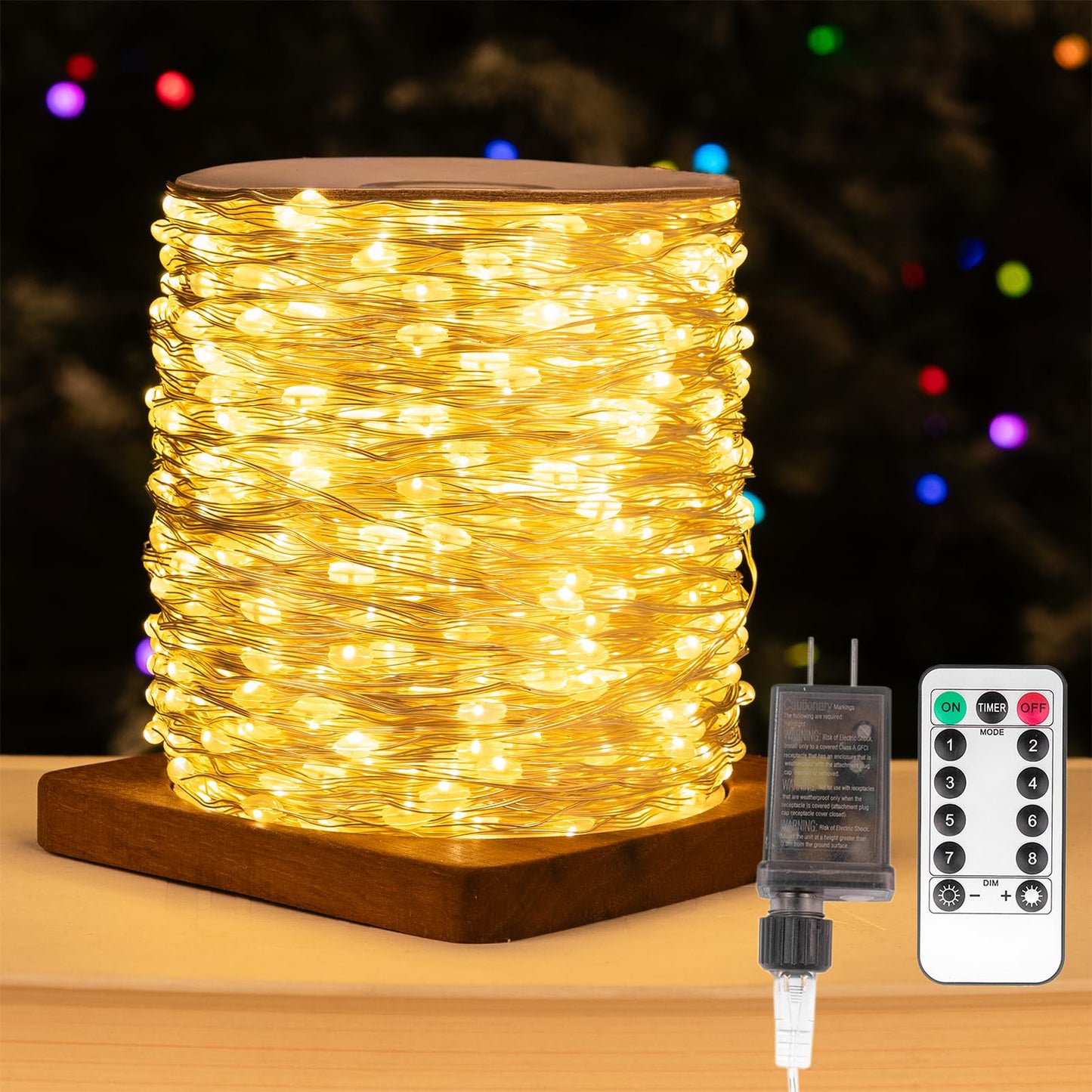 ZELUXDOT Fairy Lights Plug in,660FT 2000LEDs Waterproof Led String Lights,8 Modes Remote Twinkle Light for Outdoor Indoor Christmas Wedding Birthday Garden Party Decorations,Silver Wire,Warm White