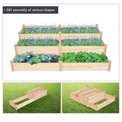 Yaheetech 8×2ft Wooden Horticulture Raised Garden Bed Divisible Elevated Planting Planter Box for Flowers/Vegetables/Herbs in Backyard/Patio Outdoor, Natural Wood, 95 x 25 x 11in