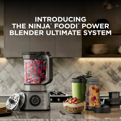 Ninja Blender & Food Processor Combo, Foodi Power Blender System for Smoothies, Bowls, Spreads & Shakes, 6 Functions, 72-oz Pitcher, To-Go Cups, Silver, SS401