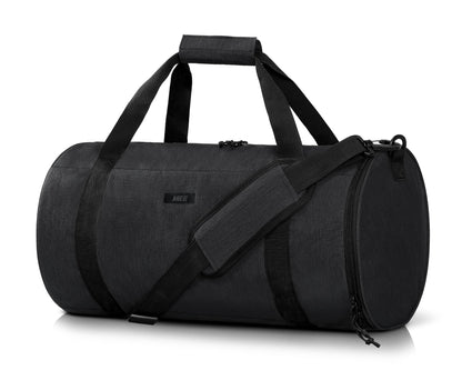 MIER Gym Bag Round Duffle Bag with Shoe Compartment & Wet Pocket, Lightweight Carry on Duffel for Men Women Workout Fitness Travel Sports, 24L, Black