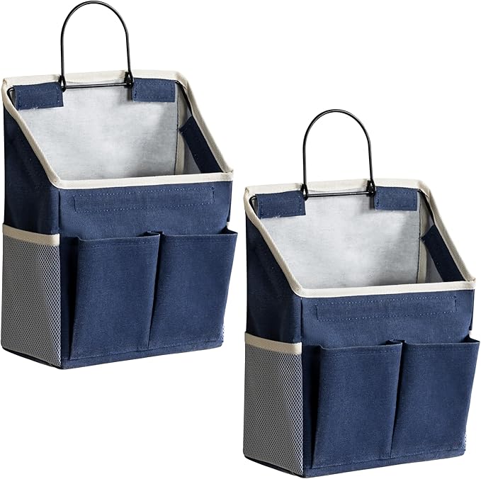 2pcs Wall Hanging Storage Bag, Small Door Closet Linen Fabric Pockets Organizer