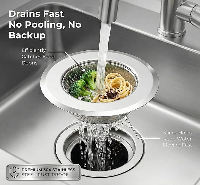 Helect 3-Pack Kitchen Sink Strainer, Stainless Steel Drain Filter