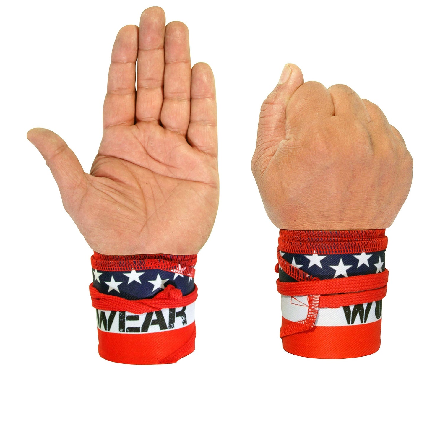 WOD Wear Wrist Wraps for Powerlifting, Strength Training, Bodybuilding, Cross Training, Olympic Weightlifting, Yoga Support - One Size Fits All (USA Flag)