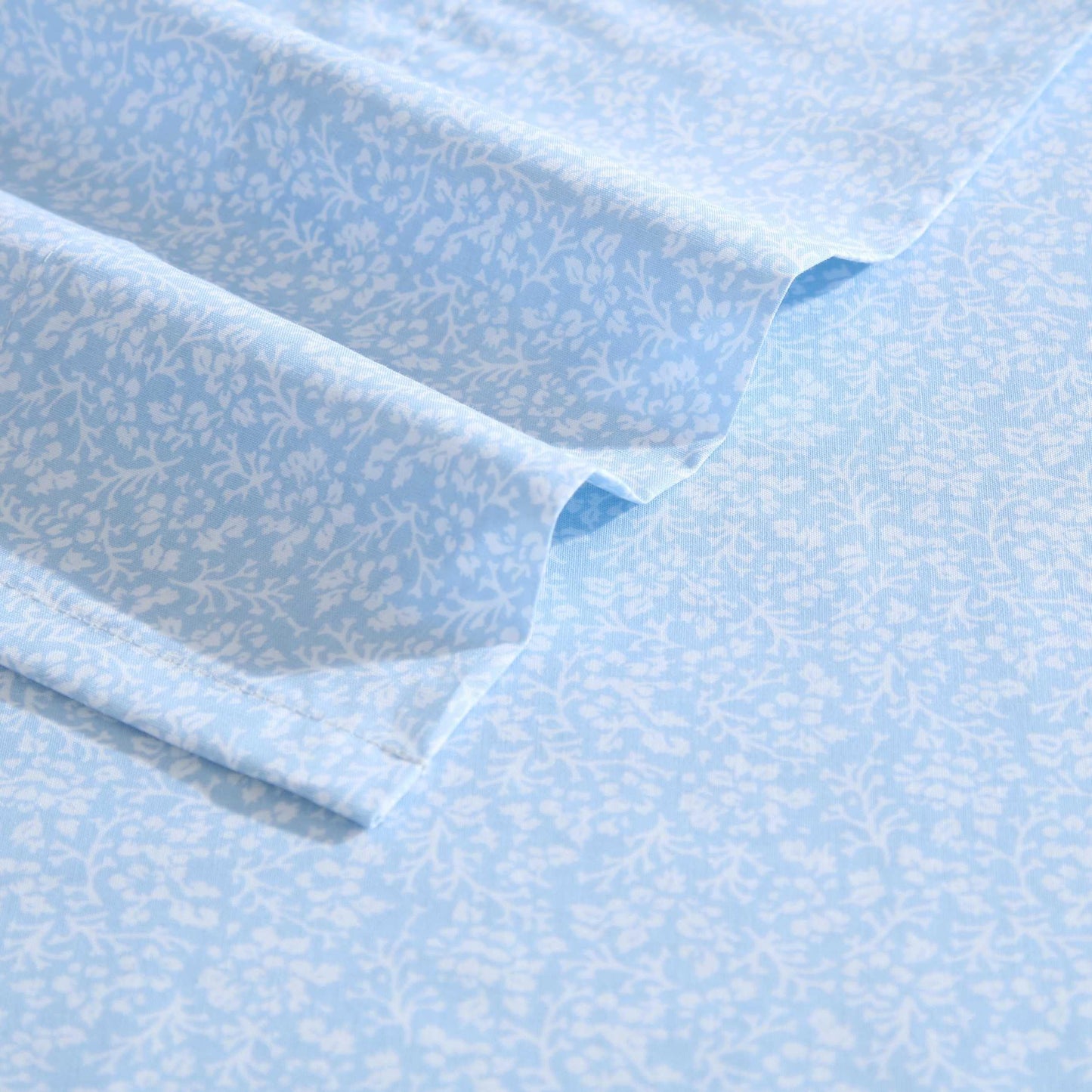 Laura Ashley - King Sheet Set, Crisp & Cool Cotton Percale Bedding with Deep Pockets, Lightweight for Year Round Comfort, Bed Sheets with Matching Pillowcases (Maeve Blue)