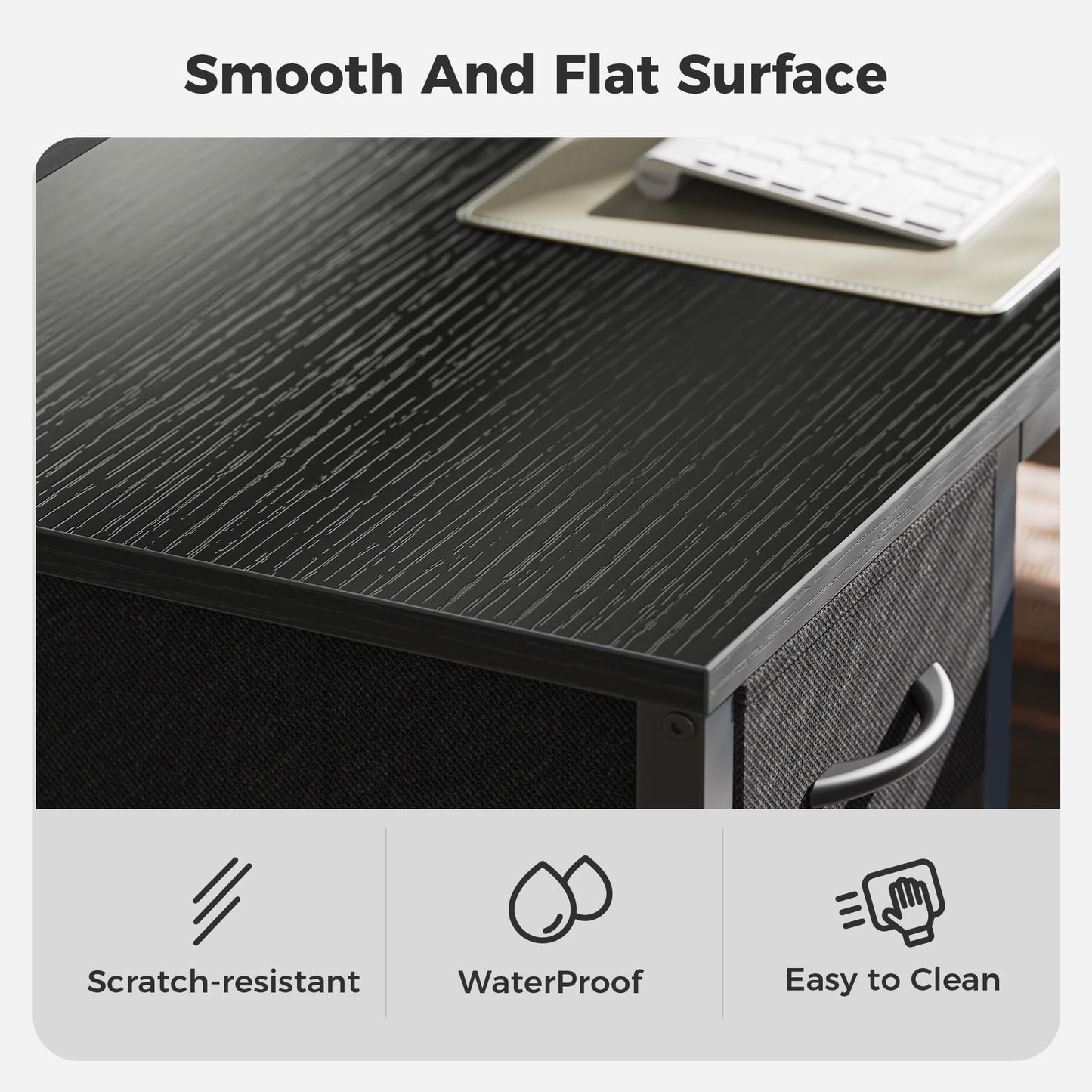 SUPERJARE 47 inch Reversible L Shaped Desk with LED Lights & Power Outlets, Computer Desk with Shelves & Monitor Stand, Gaming Desk with Drawer, Home Office Desk Corner Desk, Black