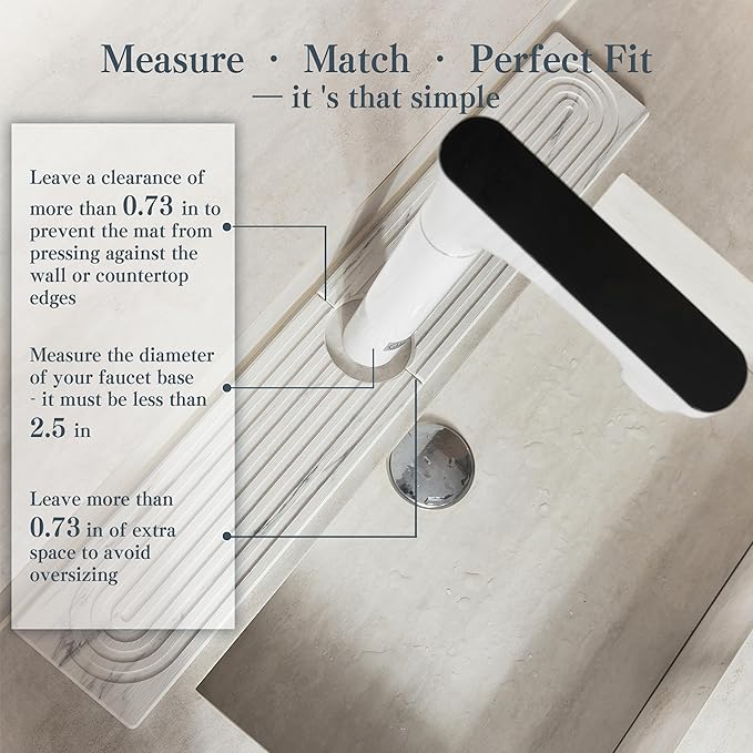 Stone Faucet Mat for Kitchen Sink, Quick Drying Mats, Water Absorbing Guard &